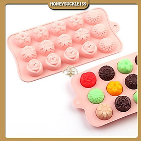 Mua Khuôn Silicon 4D Đổ Socola/Thạch/Đá/Kẹochipchip/Pudding Hình 15 Hoa