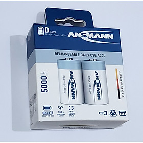 Pin đại sạc ANSMANN 5000 (Mono D) vỉ 2 viên - Hàng Nhập Khẩu