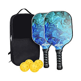 Pickleball Paddles Set Rackets Wood with 4 Balls Carry Bag for Adults Women