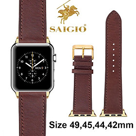 Dây Apple Watch 49mm 45mm 44mm 42mm, Chất Liệu Da Bò Cao Cấp, Dây Đeo Phong Cách Cổ Điển, Tương Thích Các Phiên Bản Series Ultra2/Ultra/SE2/SE/9/8/7/6/5/4/3/2/1