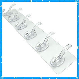 THANH TREO ĐỒ 6 MÓC TRONG SUỐT - TIỆN LỢI DÁN TƯỜNG SIÊU DÍNH - TREO ĐƯỢC NHIỀU ĐỒ HƠN - TIẾT KIỆM KHÔNG GIAN NHÀ Ở  - Hàng Chất Lượng