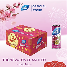 Hình ảnh Thùng 24 Lon Nước Trái Cây Pushmax Chanh Leo (320ml x 24 Lon)