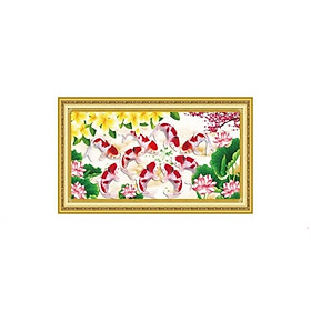 Mua tranh thêu chữ thập Cửu ngư quần hội - chưa thêu