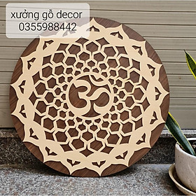 Tranh Gỗ Decor Hoa Mandala Chữ Om Treo Tường Phòng Thiền , Yoga 55cm