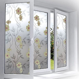 Mua Decal dán kính mờ hoạ tiết hình hoa leo vàng nhìn 2 mặt