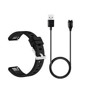 USB Charging Data Sync Cable + Silicone Wrist Band for  Fenix 5 Black