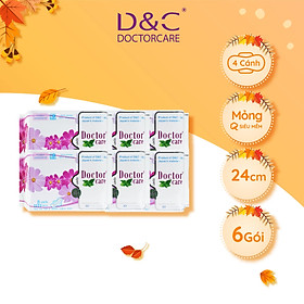 Combo 6 Băng vệ sinh thảo dược Doctor Care, BVS ban ngày 24cm siêu khô thoáng cả ngày dài