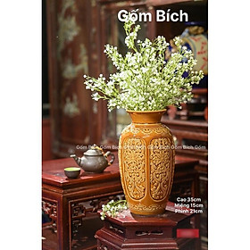Mua Bình Hoa Lọ Hoa Sứ Men Hoàng Thổ Nhiều Mẫu Khắc Sen Nổi Gốm Sứ Bát Tràng - Gốm Bích