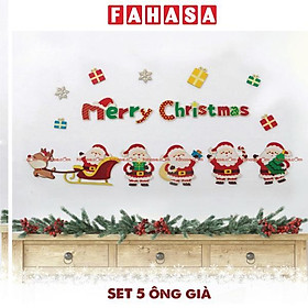 Set Dán Gỗ - Trang Trí Giáng Sinh - Bách Mộc - 5 Ông Già Noel