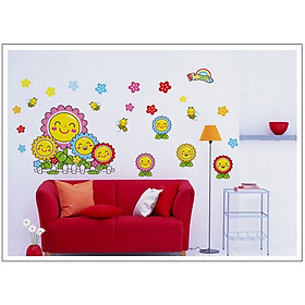 Decal dán tường Hoa mặt trời cười trang trí phòng khách,phòng ngủ đẹp
