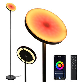 Shineslay RGBCW LED Floor Lamp Double Side Lighting Modern Standing Lamp for Living Room Reading Lamps with Remote Control Tuya APP Control Color Changing Brightness Angle Adjustable