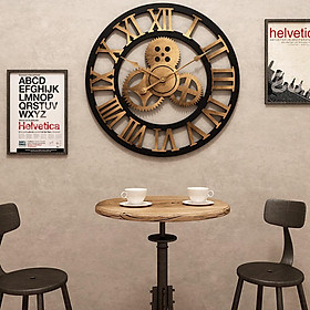 Noiseless Big 3D Gear Retro Wooden Wall Clock House Warming Gift,High Quality Clock Movement