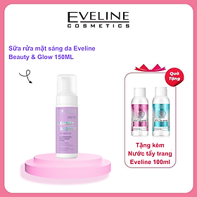 [Tặng nước tẩy trang 100ml] Sữa rửa mặt tạo bọt Eveline Beauty & Glow làm sáng da 150ML