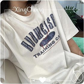 Áo thun nữ đẹp form rộng, Áo thun tay lỡ XingChang dáng xinh in Bubweisei mã TL6.60