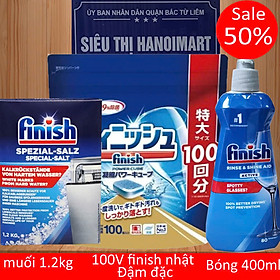 Combo: Viên rửa Finish Classic 100 viên + Muối Finish 1.2kg + Nước làm bóng Finish 400ml - Combo 3 món viên+muối+bóng