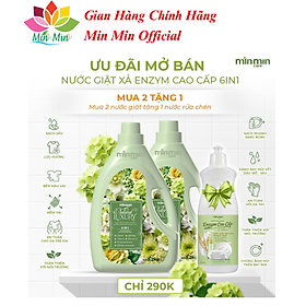 Combo 2 Can Nước Giặt Min Min Natural Laxury Giặt Tay, Giặt Máy Bền Đẹp Bền Màu Hương Nước Hoa 3.2Kg