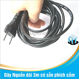 Dây Nguồn dài 3m có sẵn phích cắm, dây dùng cho quạt điện,máy ấp trứng