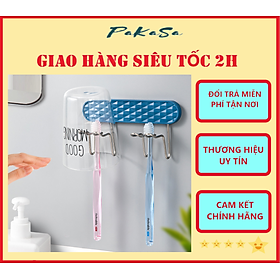 Giá Đỡ Bàn Chải Và Cốc Dán Tường Bằng Thép Không Gỉ Hàng Cao Cấp PaKaSa - Chính Hãng