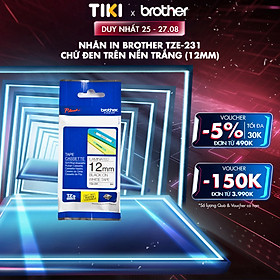 Nhãn In Tiêu Chuẩn TZE Brother Tze-231 Chữ Đen Trên Nền Trắng (12mm) - Hàng chính hãng