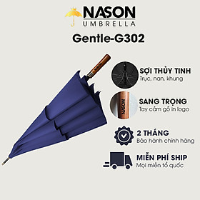 Dù thẳng cao cấp 2 tầng Nason Umbrella Gentle-G302 Tán rộng 30inch Khung, nan sợi thủy tinh bền bỉ Vải siêu chống thấm nước