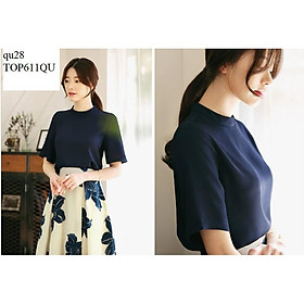 TOP503 ÁO SƠ MI CỔ TRỤ TAY NGẮN
