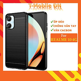 Ốp lưng cho Realme 10 silicone mềm Carbone phay xước chống sốc chống vân tay