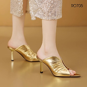 Dép cao gót nữ mũi nhọn, gót nhọn ROSATA RO705 - 8p - Vàng, Bạc - BKSTORE