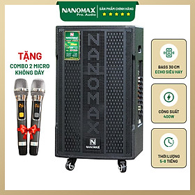 Mua Loa Kẹo Kéo Karaoke Bluetooth Nanomax SK-12X3 Lưới Đen Bass 30cm Công Suất 380w Tặng 2 Mic Bản Mới 2023 Hàng Chính Hãng