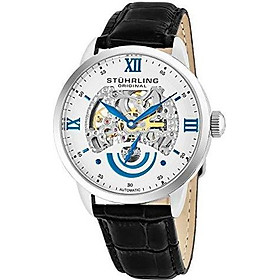 Stuhrling Original Men's 574.01 Executive II Automatic Skeleton Watch With Black Leather Band