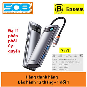 Bộ chuyển đổi Baseus HUB 7in1 USB-C 3xUSB 3.0 HDMI 4K SD / TF micro SD PD - Hàng nhập khẩu