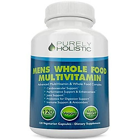 Multivitamin for Men Daily Supplement 120 Capsules Whole Food Multivitamin, Mens Multivitamin Organic, Vitamins, Minerals, Probiotics, Zinc, Selenium, Spirulina, Calcium, Turmeric, Magnesium