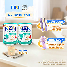 Bộ 2 lon Sữa bột NAN OPTIPRO PLUS 4 Nestle Bé 2-6 tuổi 1500g/lon Giúp tiêu hóa tốt