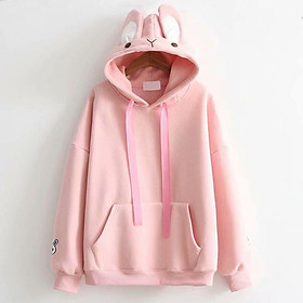 Áo hoodie tay dài có nón hình tai thỏ dễ thương dành cho nữ