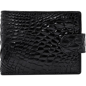 Ví Nam Da Cá Sấu Nút Bấm Huy Hoàng HT2216 (12.5 x 10 cm) - Đen