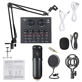 Live Sound Card Microphone Set Voice Changer Multifunctional USB Audio Interface Intelligent Volume Mic External Sound