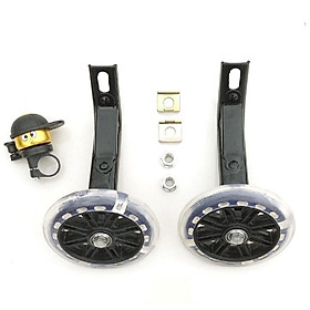 Bánh phụ xe đạp trẻ em có đèn LED sáng (gồm cả bộ 2 bánh + chân sắt + không có chuông)