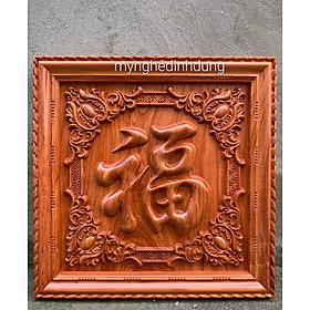 Mua Tranh chữ phúc phong thủy bằng gỗ hương đá kt 61x61 x4cm