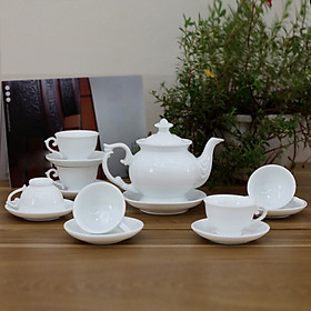 Mua Bộ ấm chén men trắng Cát Tường  - bộ bình trà  bình uống trà cao cấp