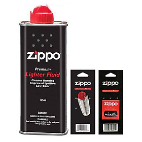 Bộ 3 Sản Phẩm Xăng, Đá, Bấc Zippo