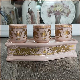 Mua Khay 3 chum nước sứ Men rồng có khay(2 màu)
