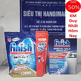 Combo hộp muối làm mềm nước Finish 1,2kg và túi viên rửa chén bát Finish Nhật 150 viên ( viên Finish tổng hợp )