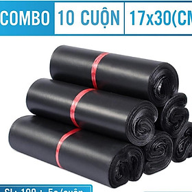 Mua Bao bì gói hàng niêm phong  10 CUỘN  17x30cm màu đen bịch nilong bao bì túi đựng vận chuyển hàng online