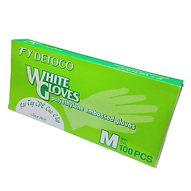 Găng tay thực phẩm Detoco size M 100 cái/hộp, chế biến thực phẩm, dược phẩm, phòng thí nghiệm, Y tế.
