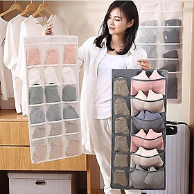 Mua Túi vải đựng đồ lót và tất 2 mặt nhiều ngăn có móc treo tiện dụng  hộp vải đựng đồ chia ngăn  túi vải chia ngăn đựng đồ lót và tất (TD30)