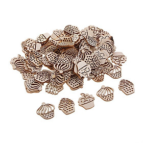 100pcs Wooden Embellishments Craft Cake Shape for Wedding Party Supplies