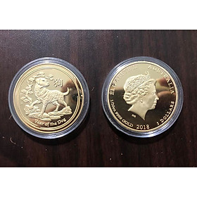 Mua Đồng Xu con Chó của Úc kỷ niệm 2018 màu vàng  tuổi Tuất sưu tầm - tặng kèm case nhựa bảo quản
