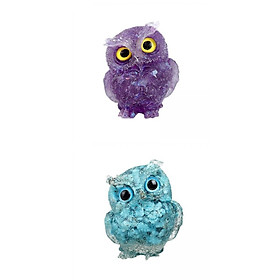 2pcs Crystal Owl Decoration Statue for Office Decor Housewarming Gift