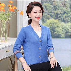 Áo khoác cardigan len trung niên tặng mẹ, tặng bà siêu xinh, len mềm mịn Ak36