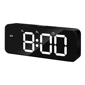 Digital Alarm Clock, Bedside Alarm Clocks with Snooze Time Mirror Surface Function LED Digital Clock for Office USB Powered & Battery Backup Powered