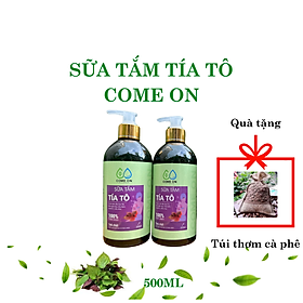 Sữa tắm tía tô Come on chai 500ml, tặng túi thơm cà phê sữa tắm trắng da toàn thân, sữa tắm trị mụn lưng